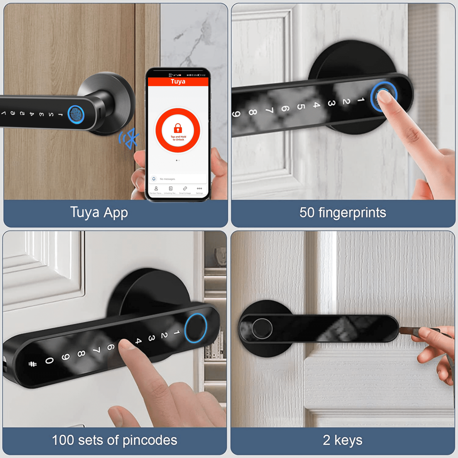 Fingerprint Door Lock with Tuya App Support