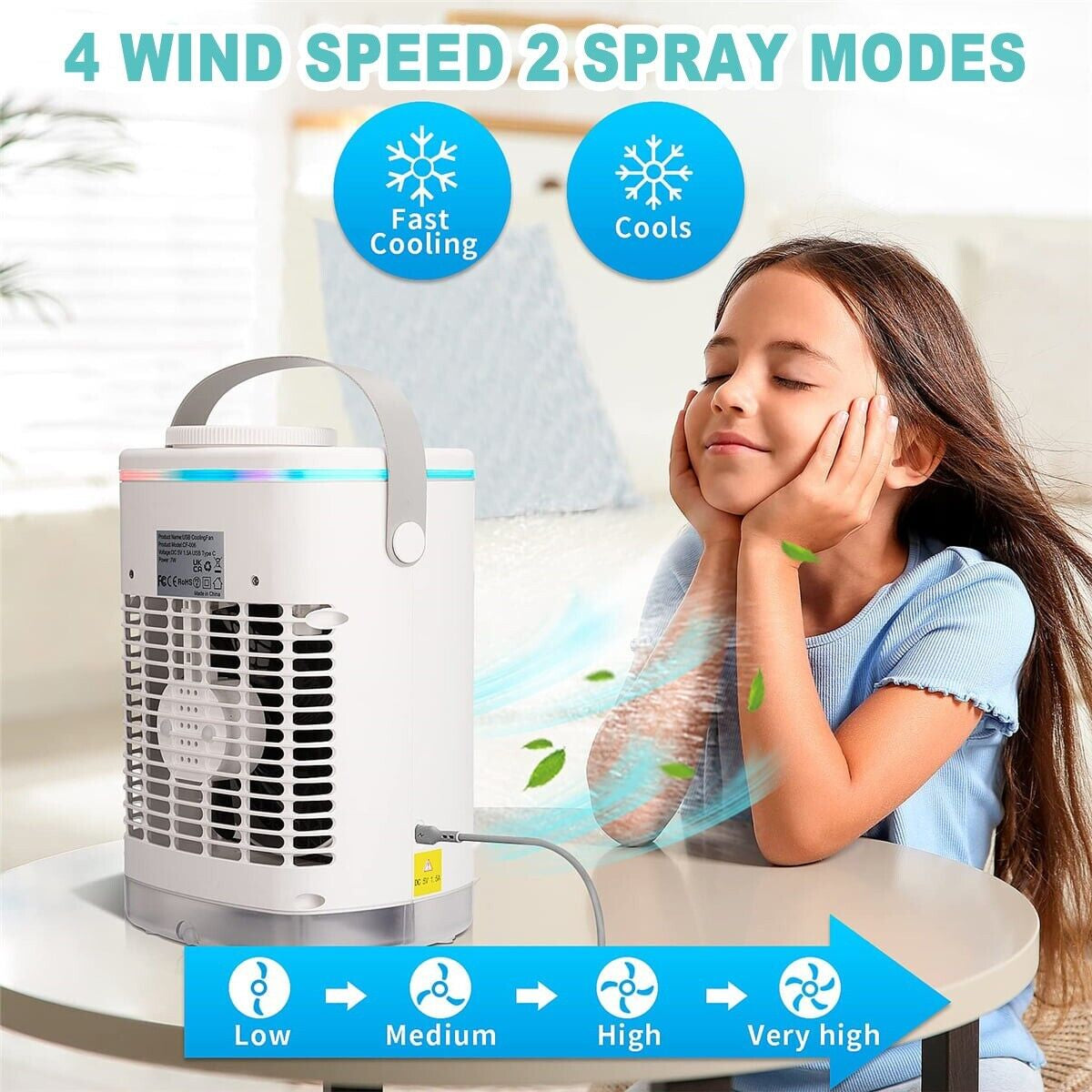 3 in 1 Portable Air Cooler Fan Mini Air Conditioner